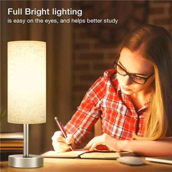 Touch Table Lamp for Bedroom Nightstand - Bedside Lamp with USB-C USB-A - Picture 5 of 6